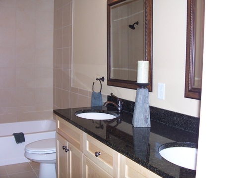 Bathroom vanity with double bowl